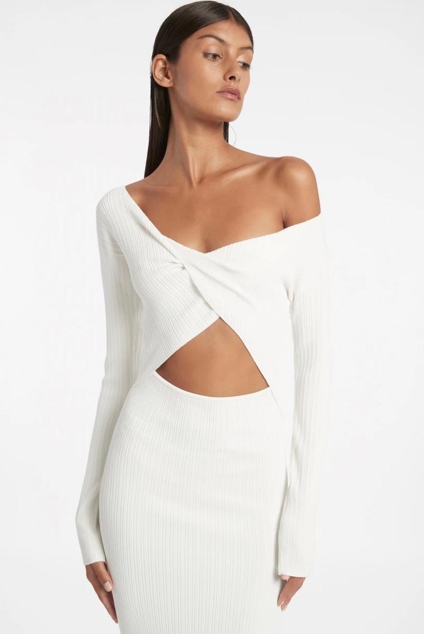 Sir the Label Kelvin Dress Midi White Size 1 | AU 8 photo 2