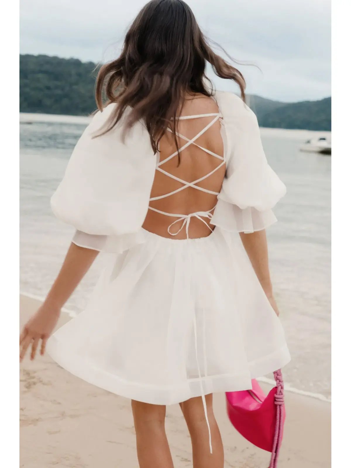 Aje Astrid Tie Back Mini Dress Ivory Size AU 6 photo 2