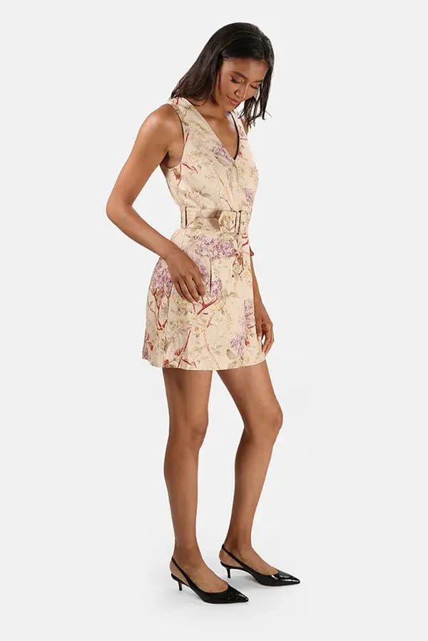 Zimmermann Sabotage Belted Mini Dress Cream Wisteria Size 0/Au 8 photo 2