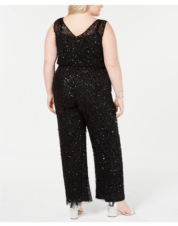 Adrianna Papell Sequin jumpsuit Black size 18 photo 2