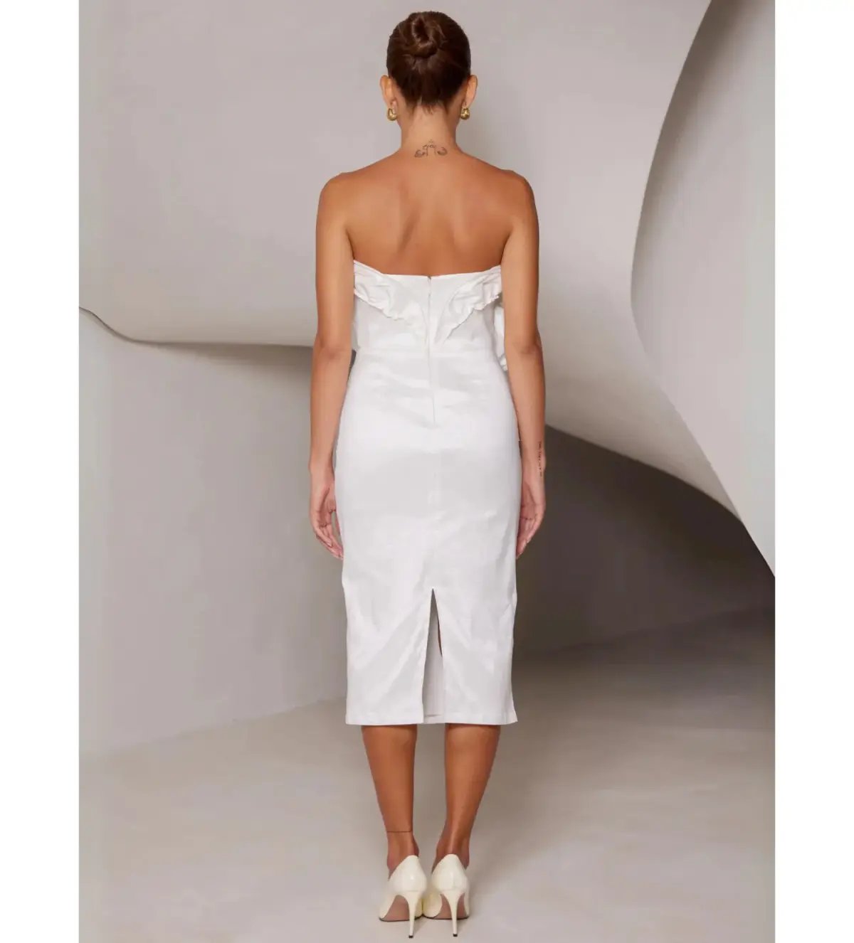Elle Zeitoune Marley Midi Dress in White Size AU 12 photo 6