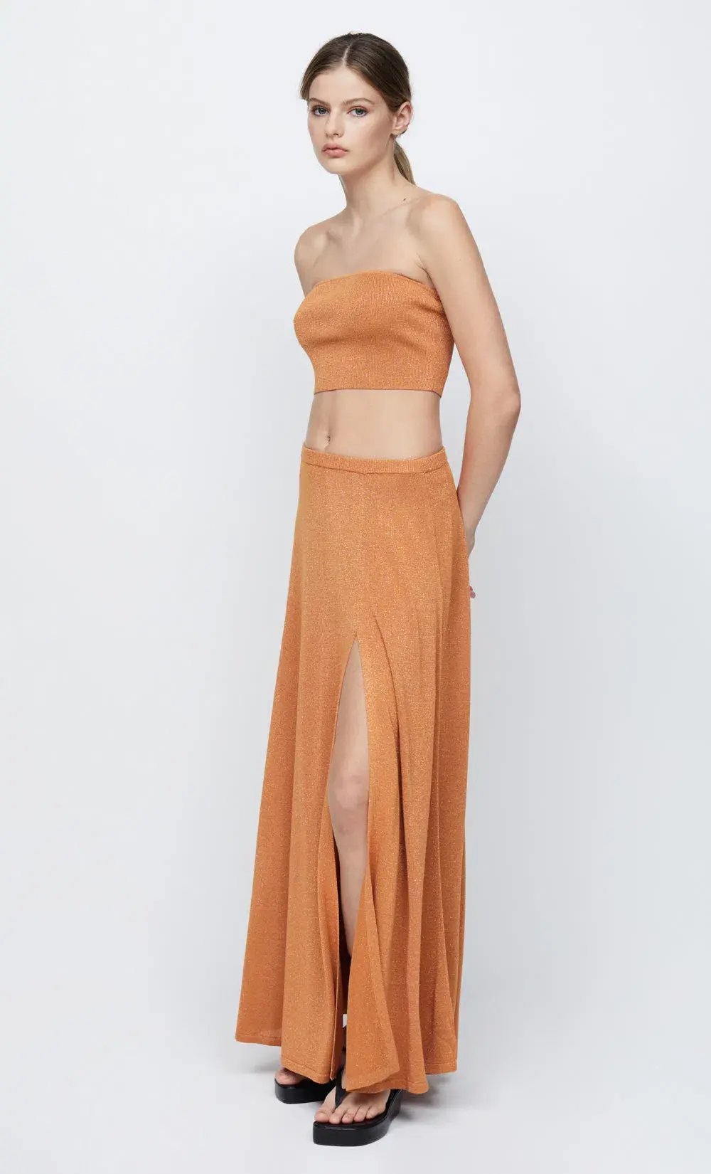 Bec & Bridge Indya Knit Bandeau  and Knit Maxi Skirt Set Rust Size 6 / XS photo 2