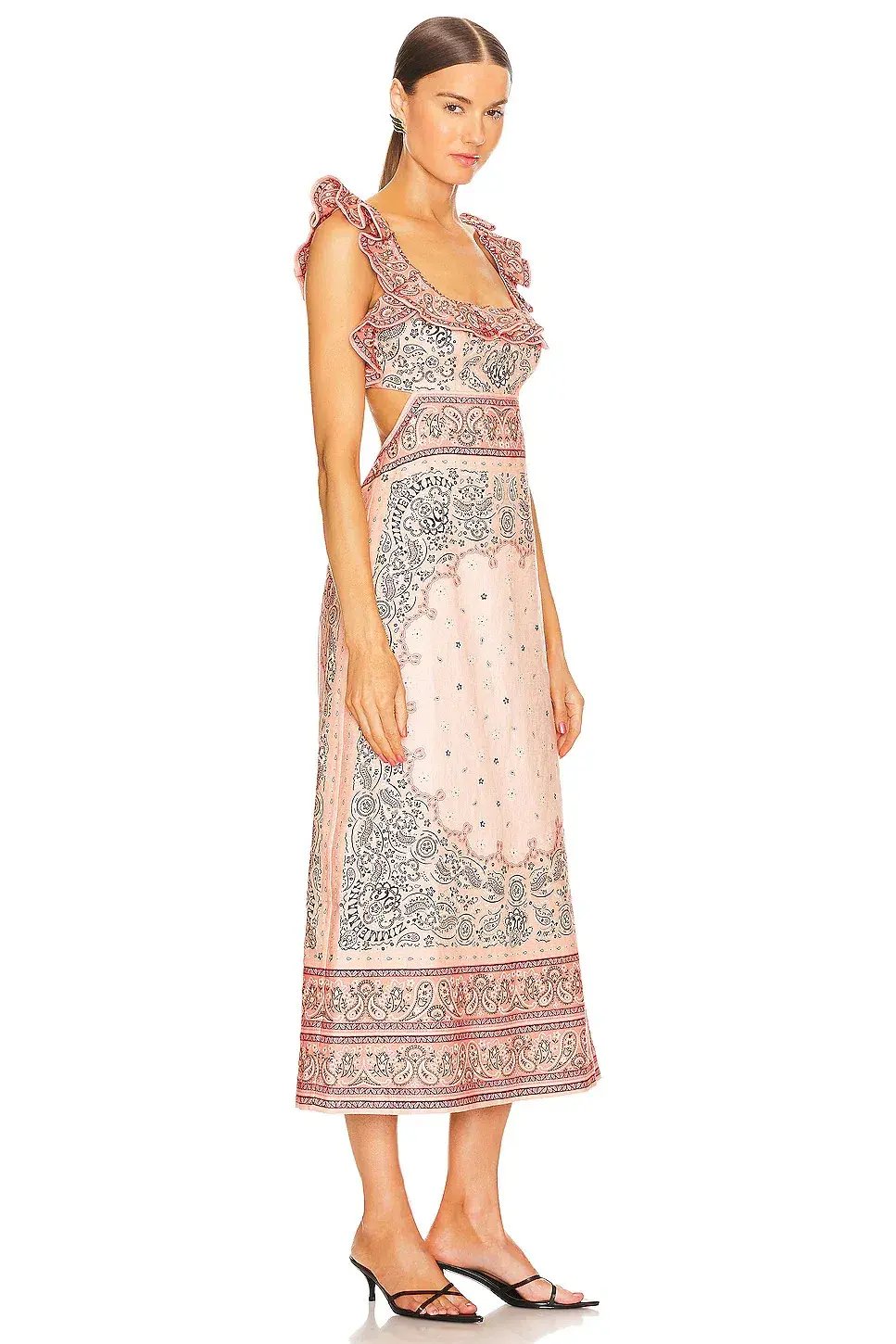 Zimmermann Matchmaker Frilled Midi Dress Pink Bandana Size 4 / AU 16 photo 2