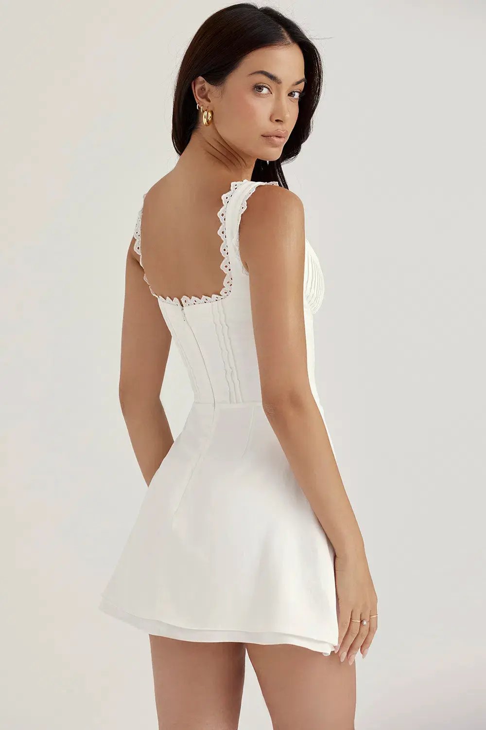 House of CB Tilly Pin Tuck Mini Dress White Size L/Au 12 photo 4