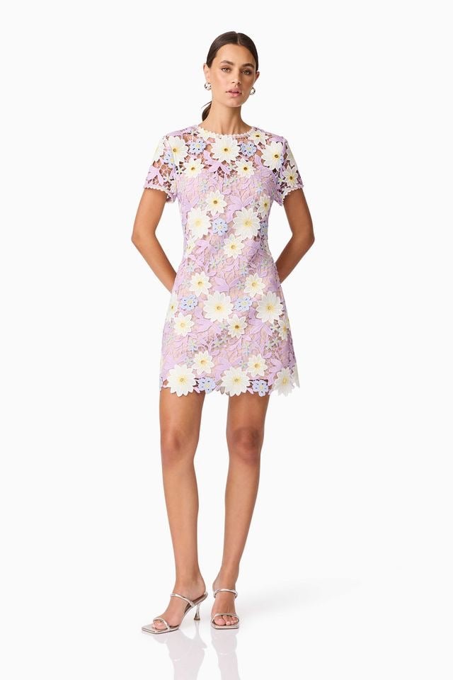 Elliatt Sigrid Mini Shift Dress - Lilac Multi photo 3