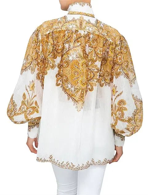 Zimmermann Zippy Billow Blouse Golden Paisley Size 1 / Au 10 photo 3