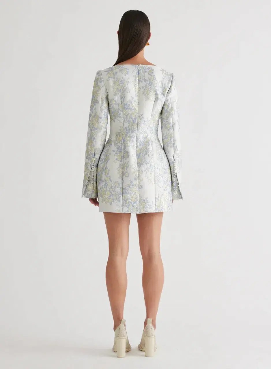 ANNA QUAN Margot Dress in Water Lillies Blue Size 8 AU photo 6