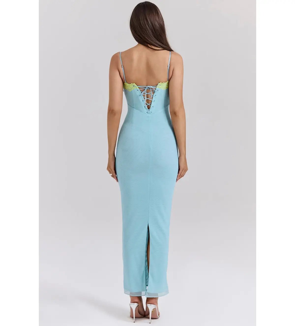 House of CB Aiza Lace Maxi Dress Ocean Blue Contrast Size S AU 8 photo 4