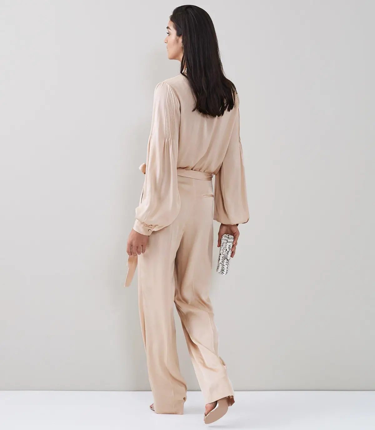 Reiss Regina Pleat Jumpsuit - Blush - Size 10 photo 3