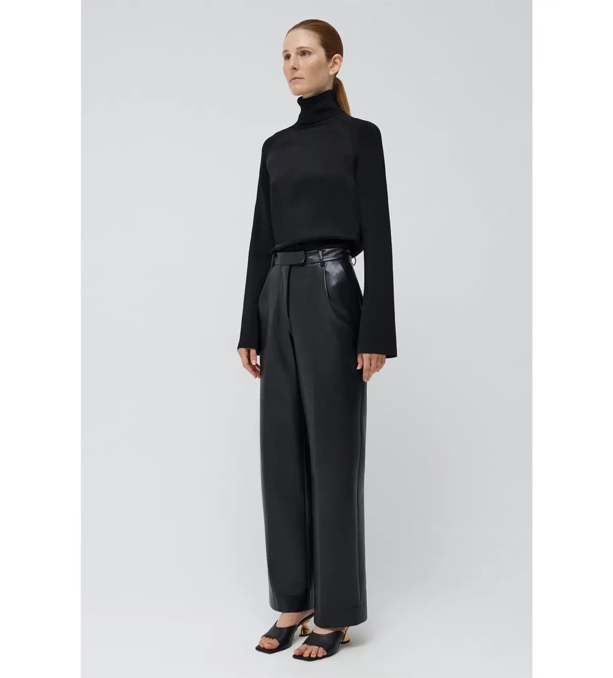 Simkhai Mateo Long Sleeve Turtleneck Top Black Size M/AU 12 photo 2