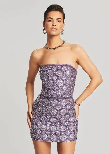 Retrofete ‘Heather’ Lilac Beaded Mini Dress photo 3