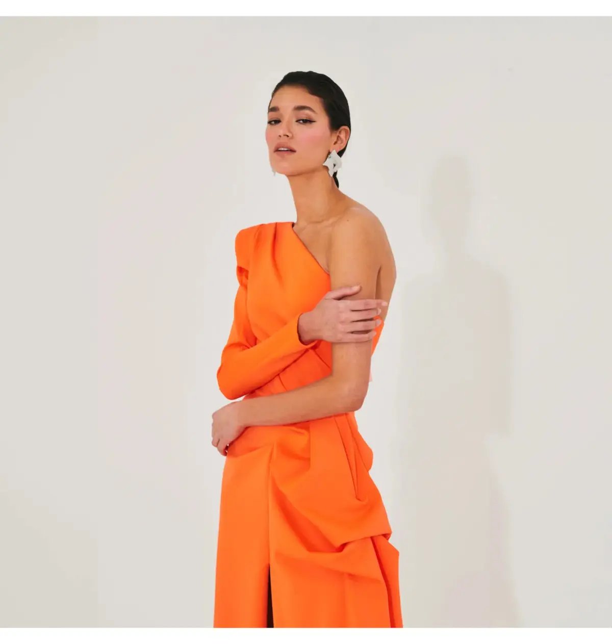 Meraki Official Izar One Shoulder Gown Neon Orange Size AU 6 photo 2