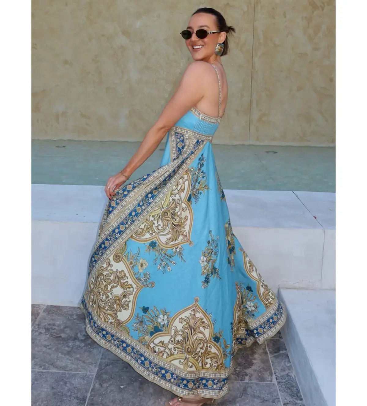 Alemais La Sirena Exclusive Cassie Sundress in Blue Size 8 photo 3