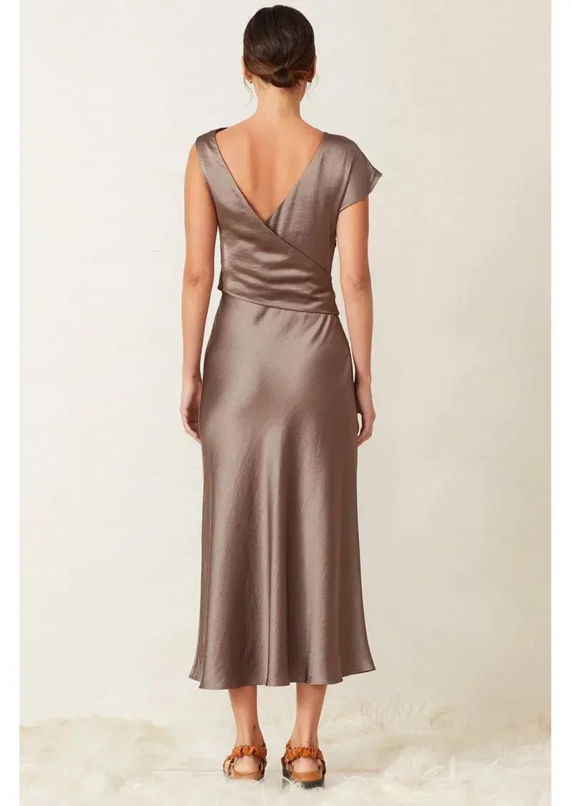 Bec & Bridge Piper Asymmetrical Midi Dress Brown Size 6 photo 3