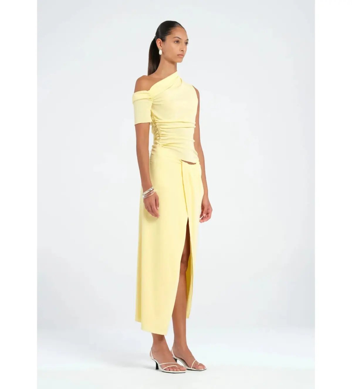 Benni Cleo One Shoulder Maxi Dress in Butter Size AU 6 photo 2