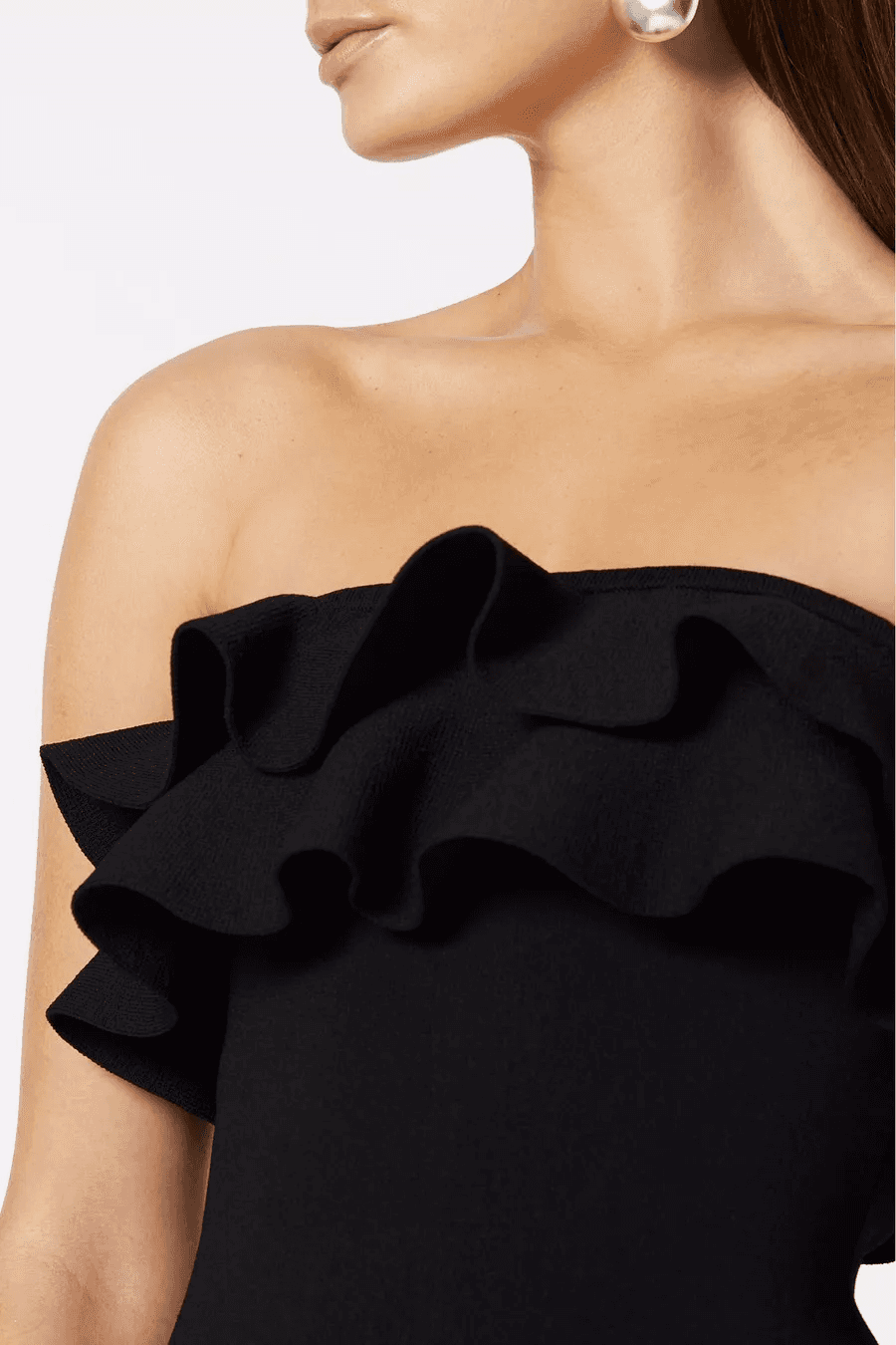 Scanlan Theodore Crepe Knit Strapless Dress Black Size 8 photo 3