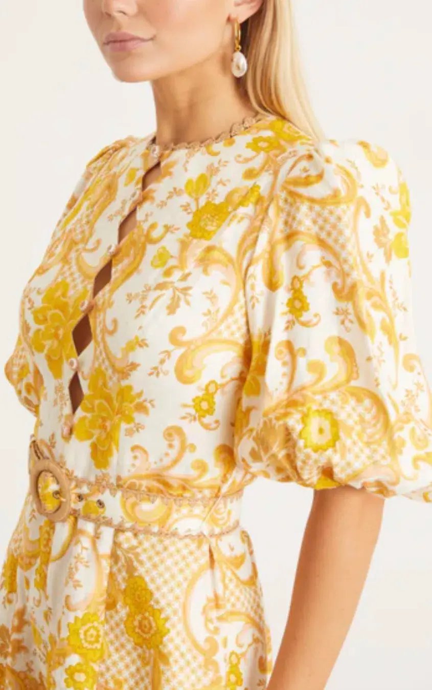 Zimmermann Postcard Mini Dress Yellow Size 1/ AU 10 photo 2