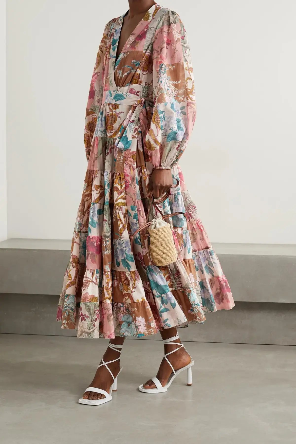 Zimmermann Cassia Patch Wrap Midi Dress Floral Size 2 / Au 12 photo 2