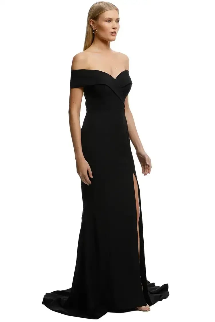 Samantha Rose Gia Off Shoulder Gown in Black Size 18 photo 2