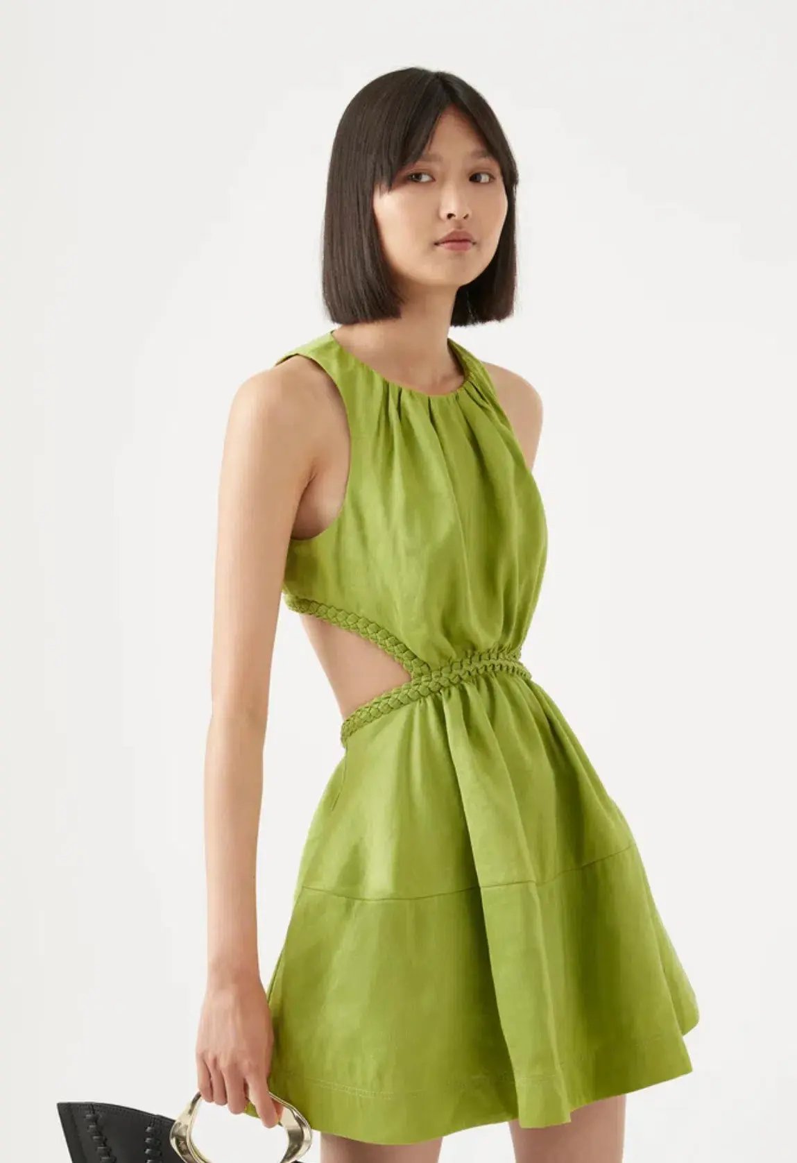 Aje Voyage Braided Cut Out Mini Dress Green Size AU 10 photo 4