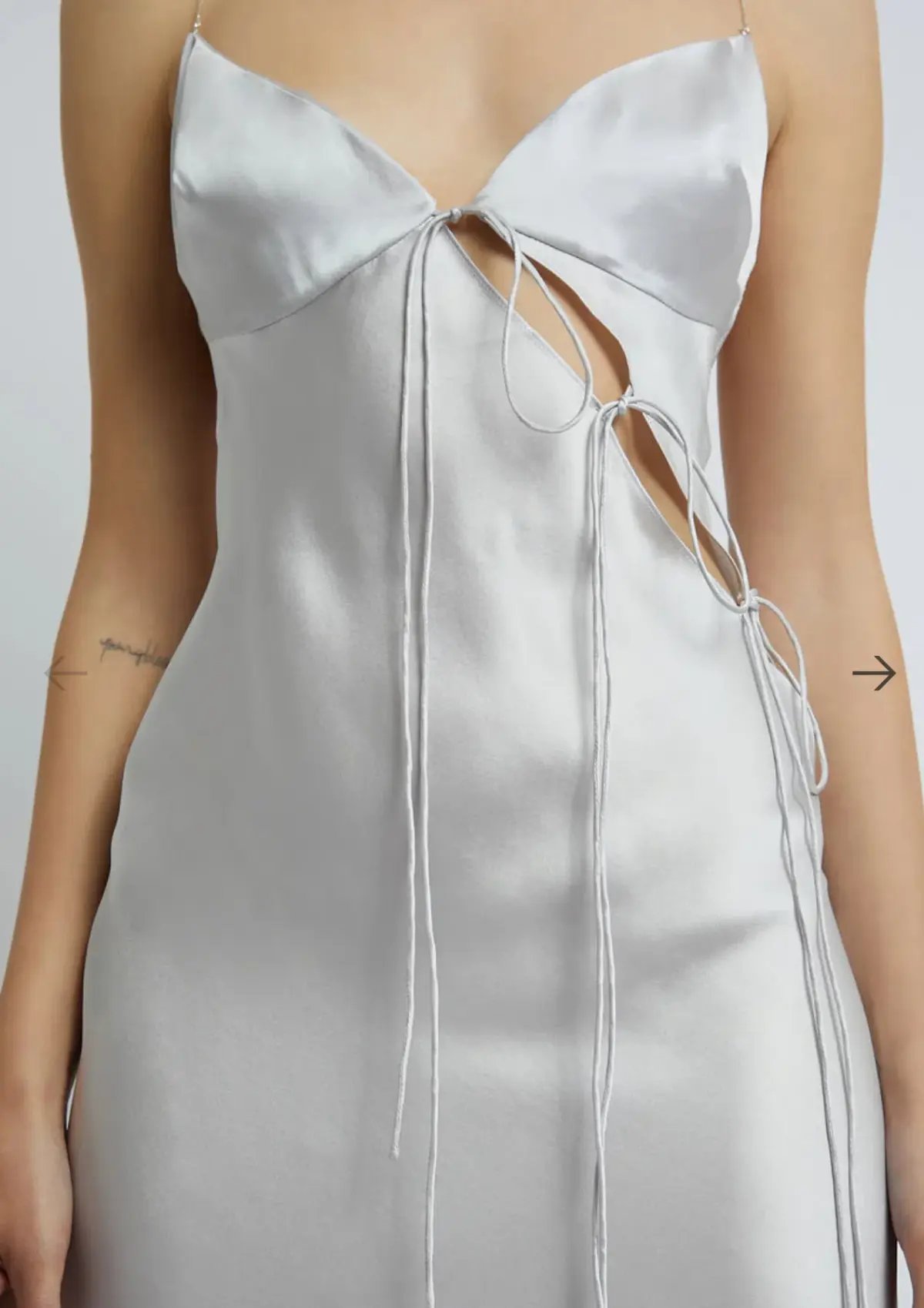 Christopher Esber Slope Tie Silk Dress Silver Size 8 photo 3