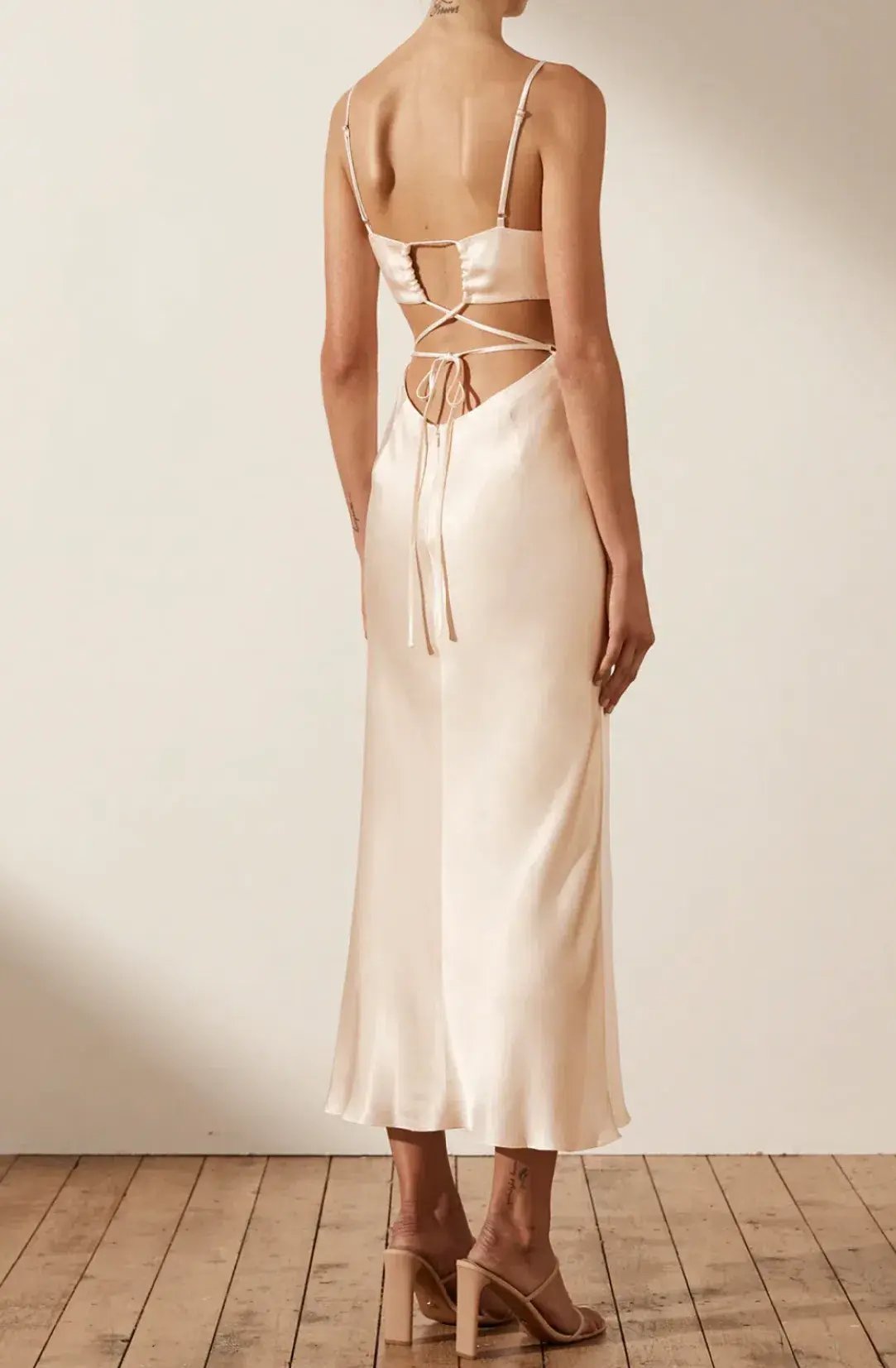 Shona Joy La Lune Backless Midi Dress Cream Size 10 photo 3