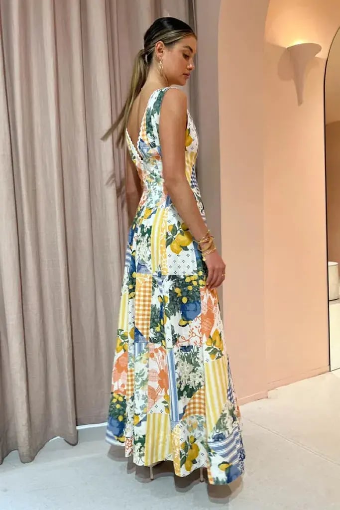 By Nicola Wavy Maxi Dress in Lemon Patchwork Print Size 10 photo 2