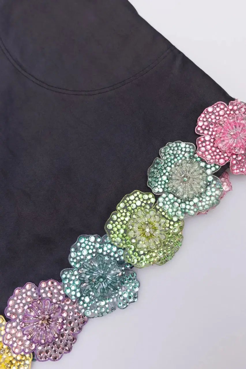 ALEMAIS Lolita Floral Beaded Mini Dress Black 10 AU photo 8