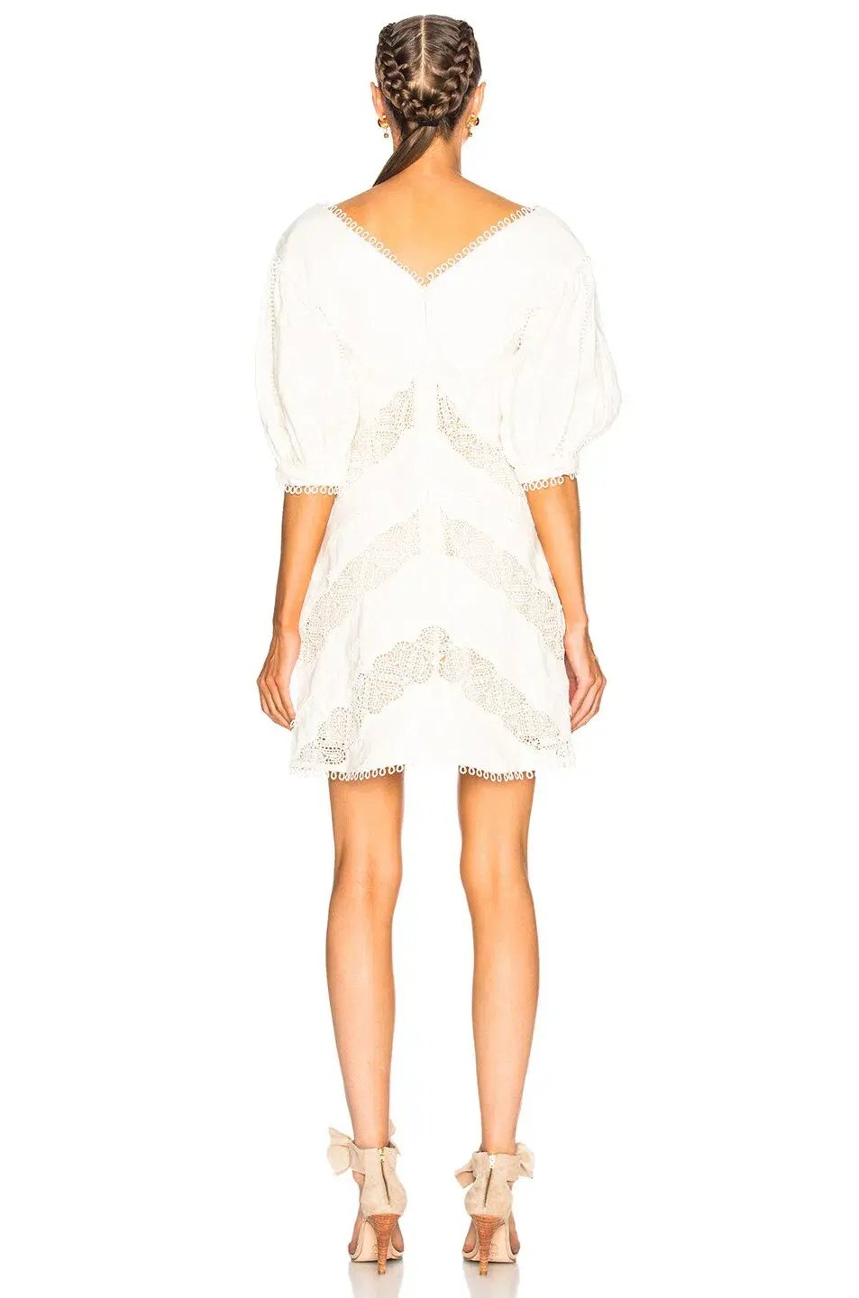 Zimmermann Painted Heart Chevron MIni Dress Ivory Size 6 photo 2