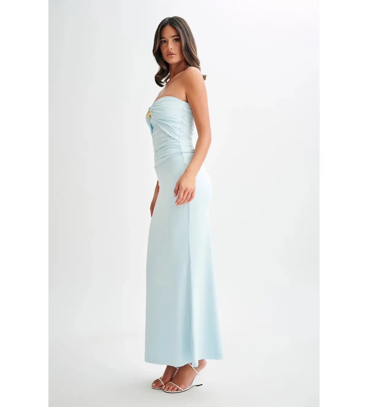 Meshki Winslet Top And Bruna Slinky Fishtail Maxi Skirt in  Sky Blue Set Size AU 10 photo 2