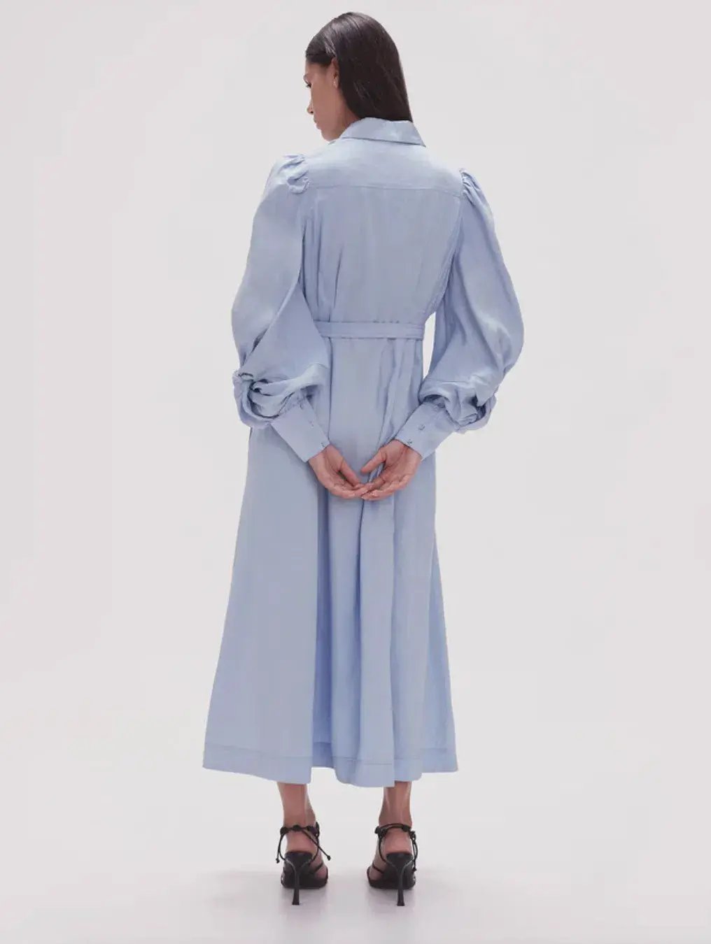 Aje Bonnie Knot Sleeve Midi Dress Light Sky Blue Size 4 photo 3
