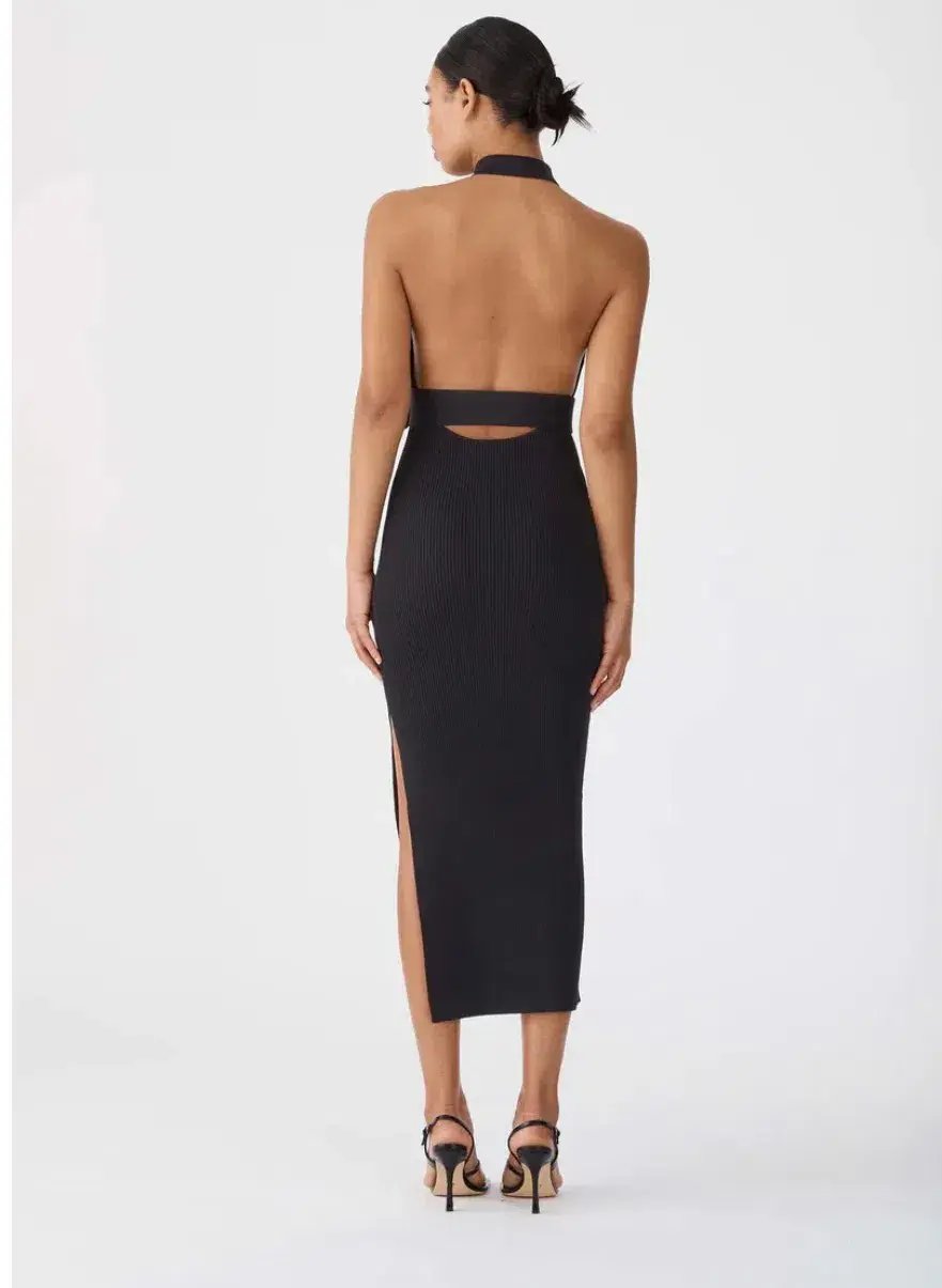 San Sloan Drake Rib Midi Dress Black Size 10 photo 2