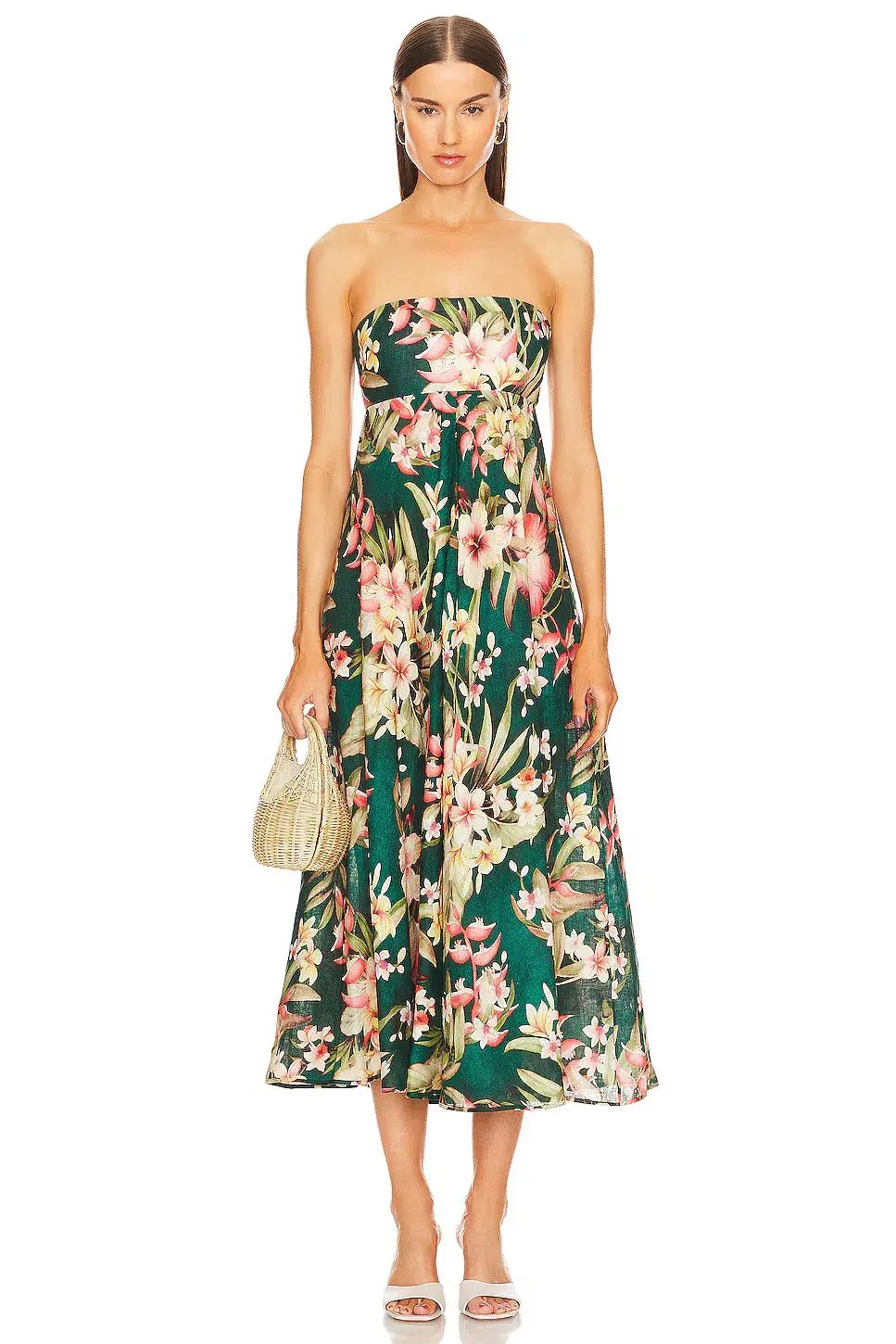 Zimmermann Lexi Midi Dress in Green Palm Size 2 / AU 12 photo 2