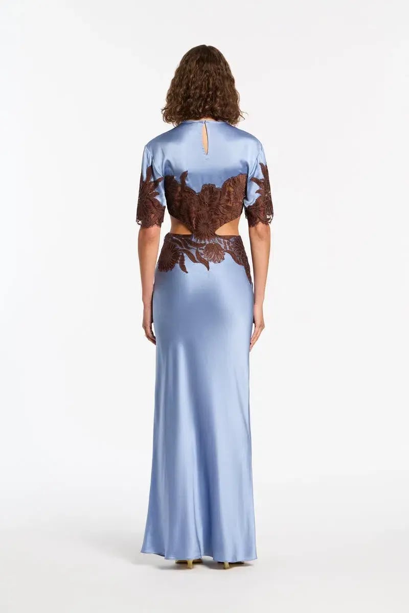 Sir the Label Danseurs Lace Cut Out Gown Blue Size 1/AU 10 photo 3