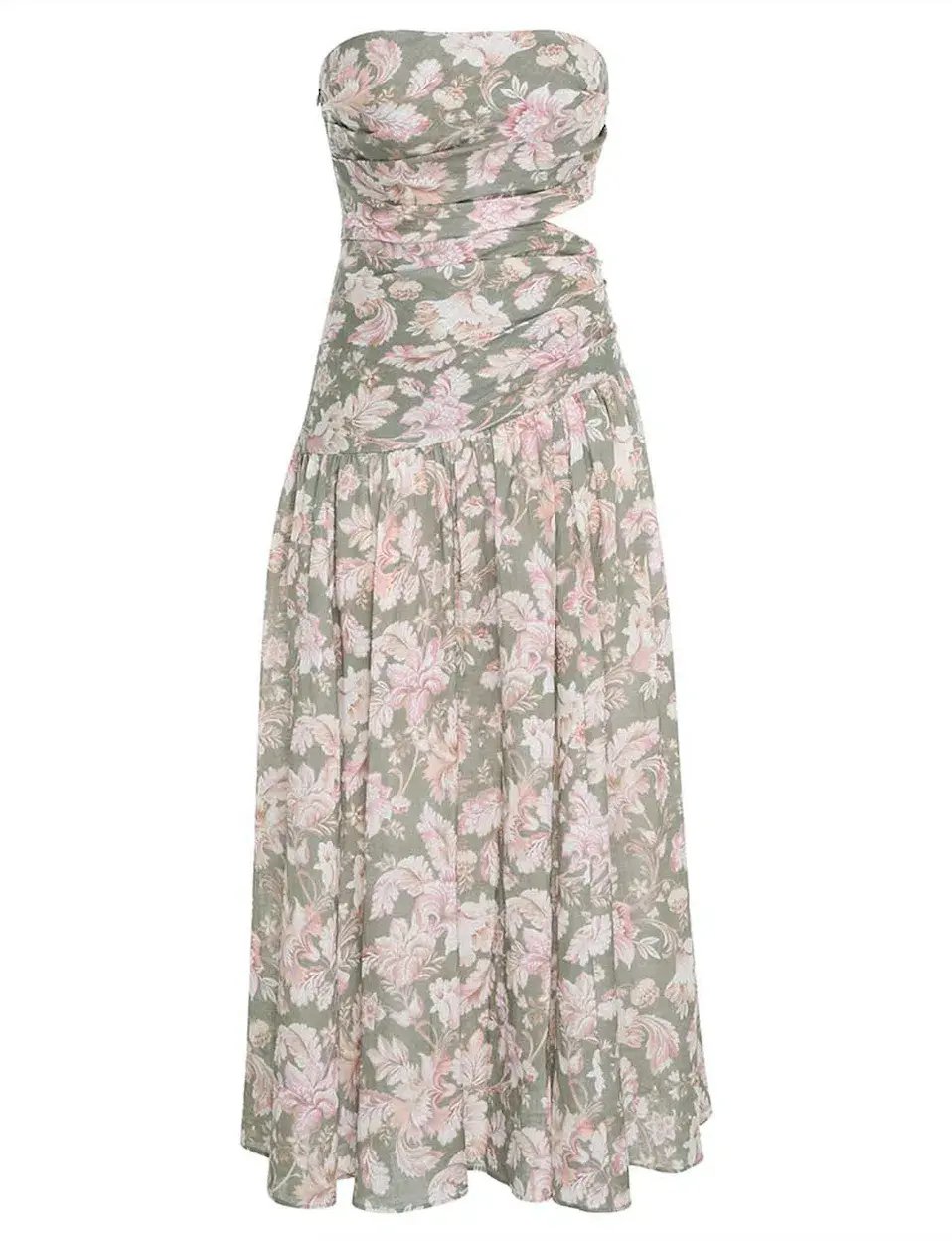 Zimmermann Lyre Wrap Tie Side Midi Dress Floral Size 1 / Au 10 photo 4