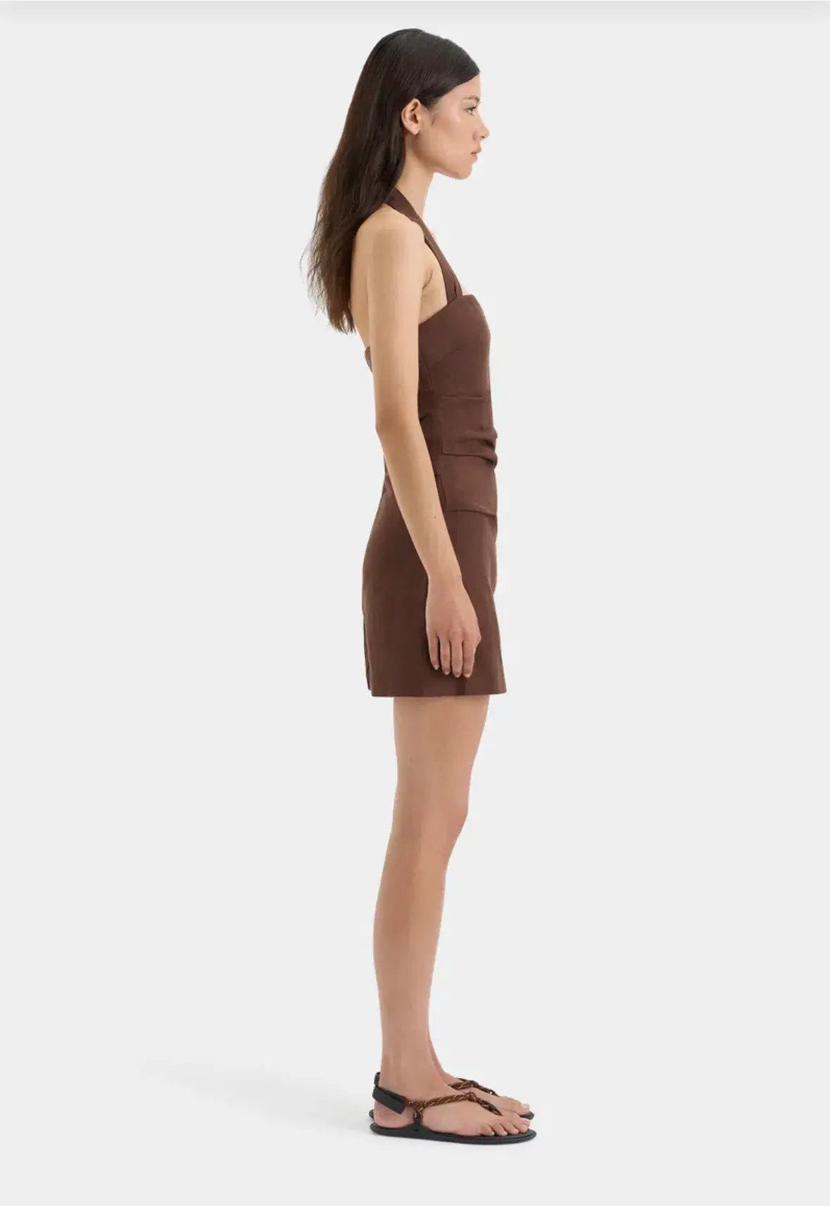Sir The Label Noemi Halter Mini Dress Brown Size 10/M photo 3