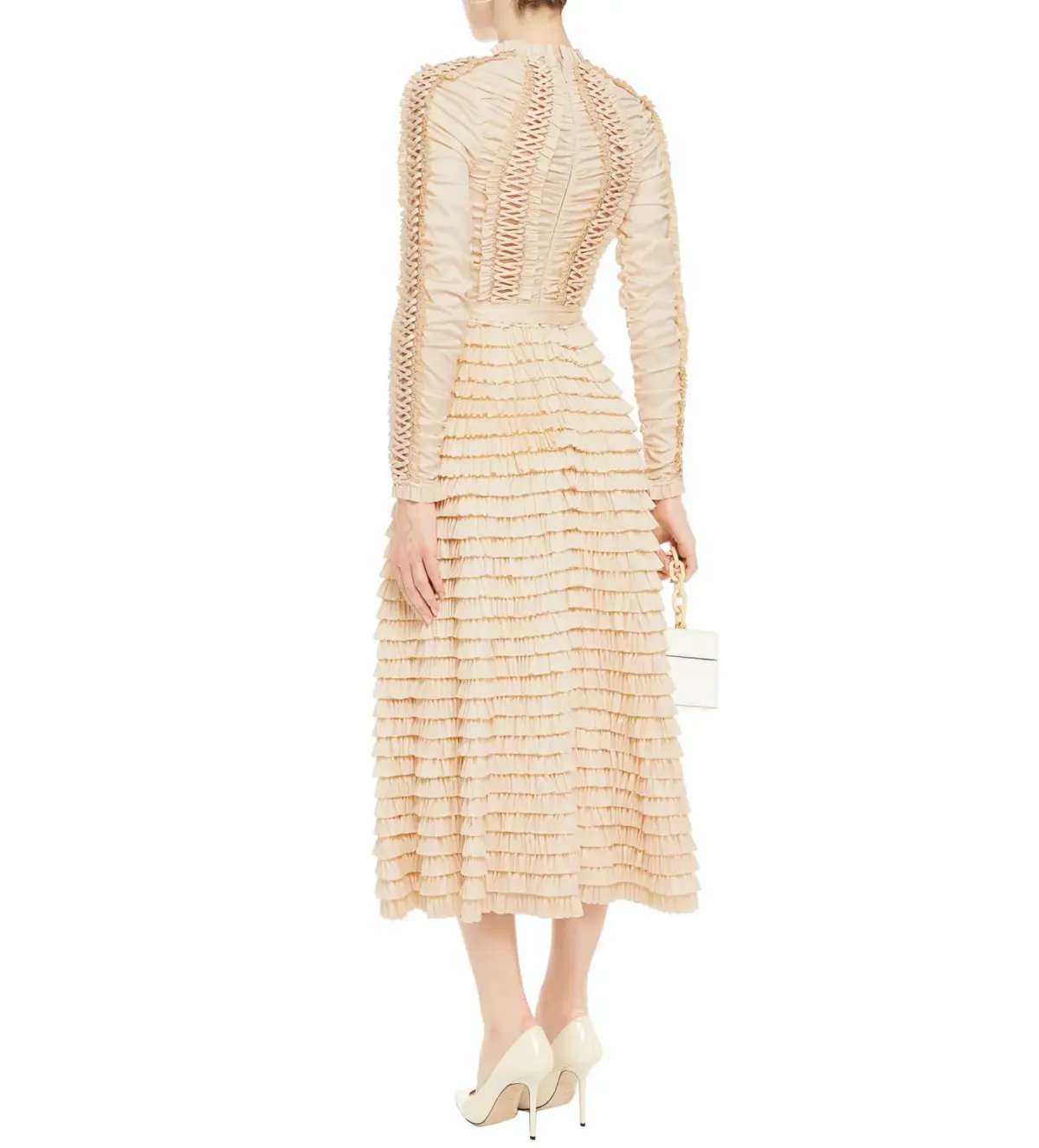 Zimmermann Espionage Ruffled Midi Dress in Cream Size 3/ AU 14 photo 2