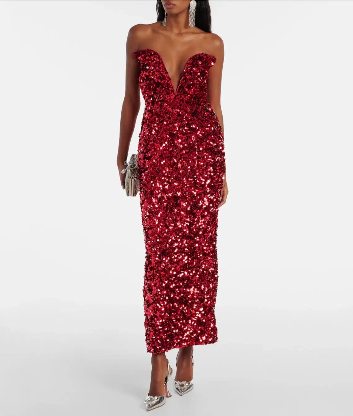 Self Portrait 3D Maxi Dress in Red Sequin AU 6 XS photo 4