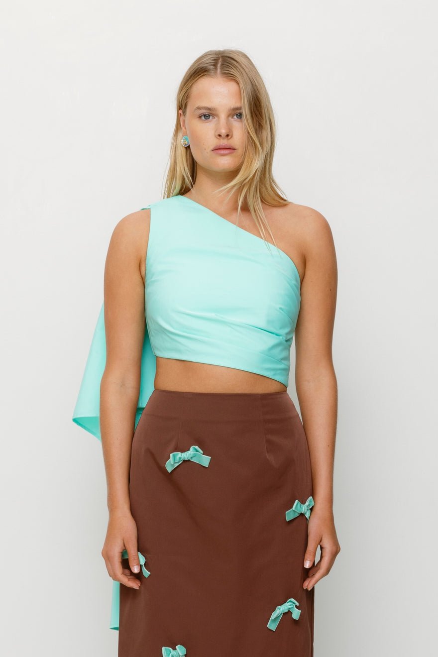 The Wolf Gang Amar One Shoulder Top - Aqua photo 3