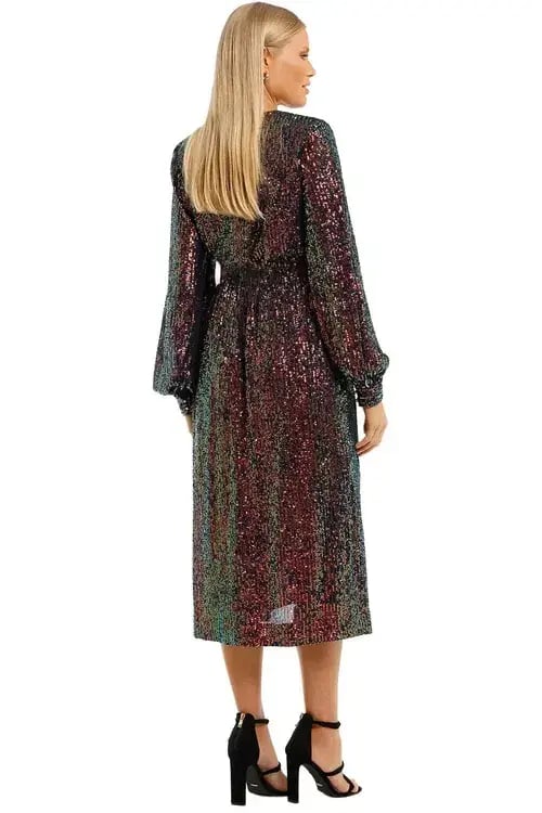 Rebecca Vallance Roxbury Long Sleeve Midi Multi Size 8 photo 3
