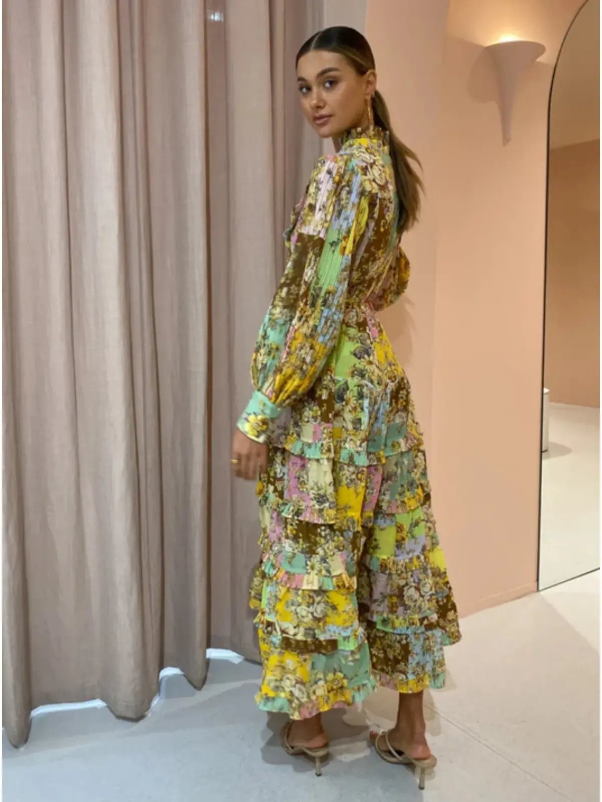 Alemais Matilde Pleat Shirt Dress In Multi Size AU 12 photo 4