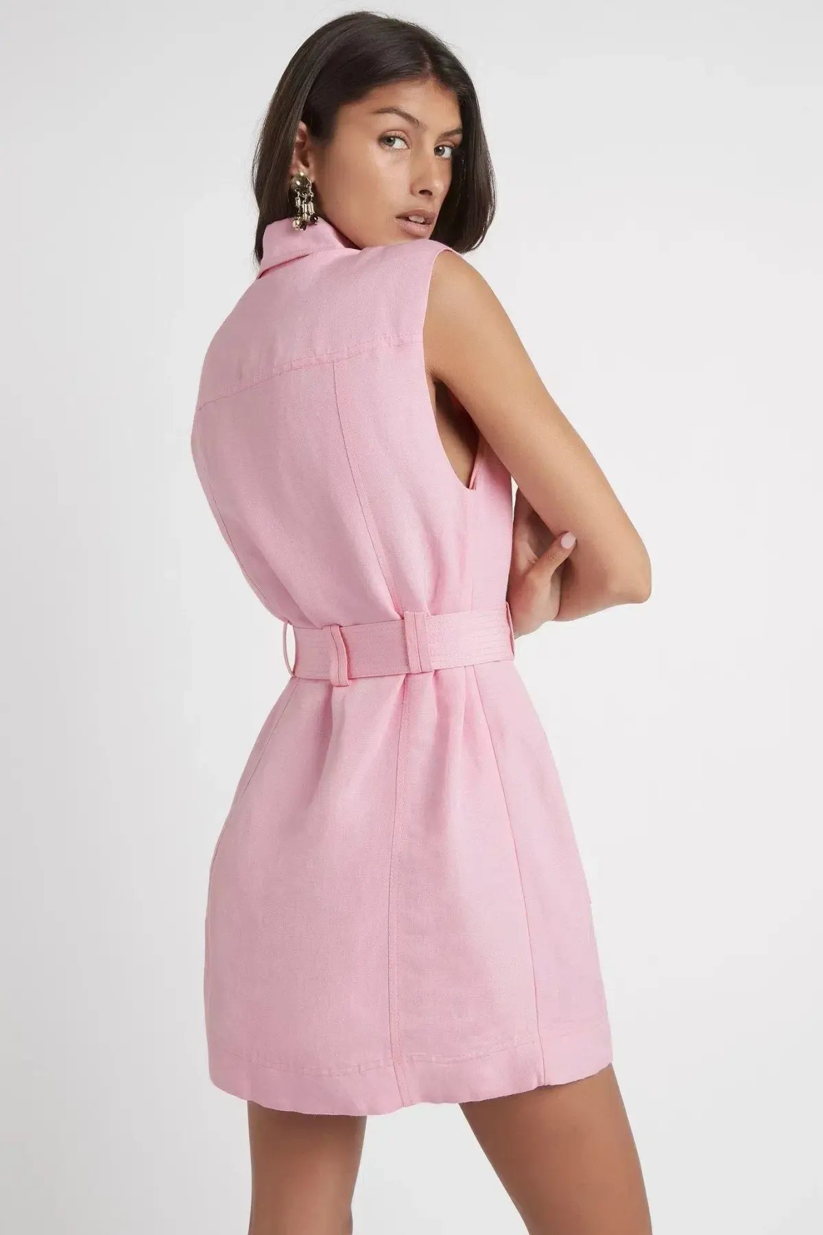 Aje Vista Linen Utility Dress in Pink Size 6 photo 3
