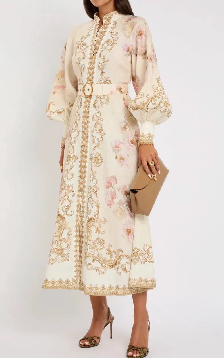 Zimmermann Hypnotic Buttoned Midi Dress White Peony Size 3 au 14 photo 4