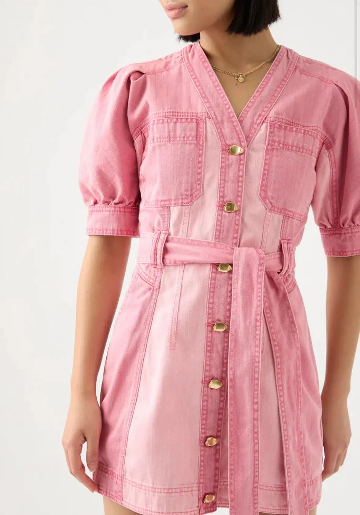 AJE Shades Pink Denim Dress Two Tone Pink Size 6 photo 2