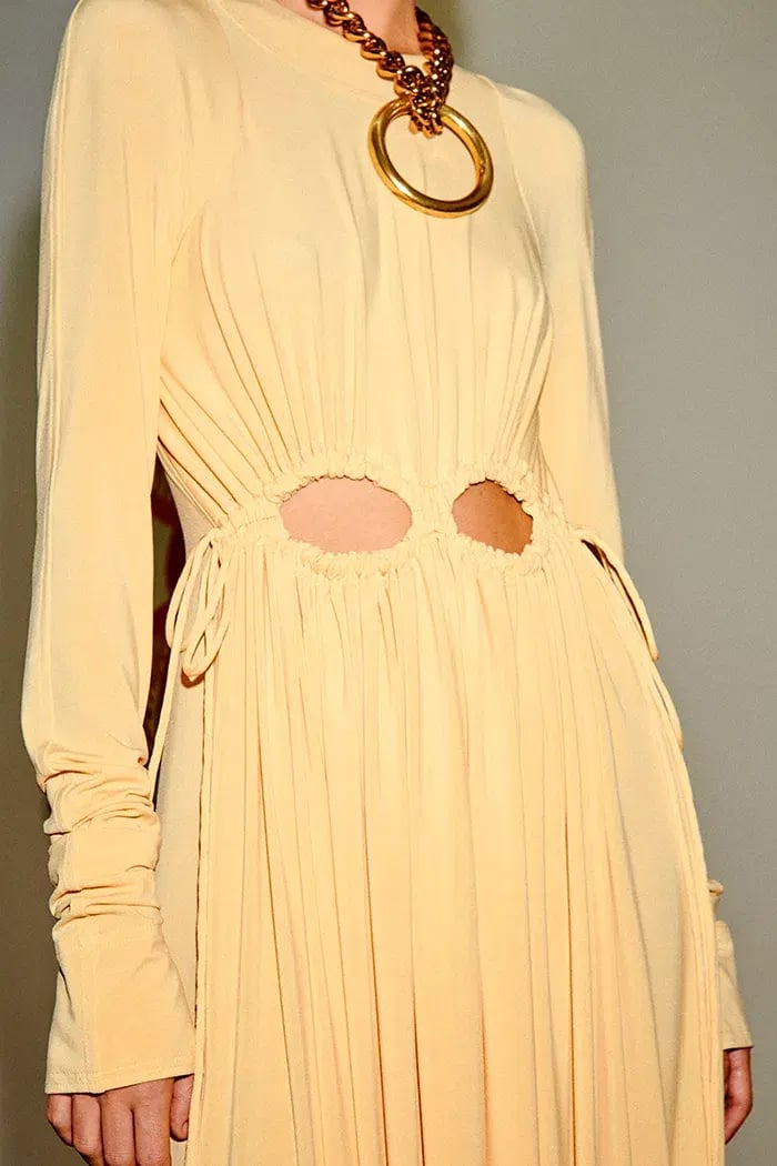 Victoria Beckham Cutout Ruched Maxi Dress Yellow Size 10 photo 3
