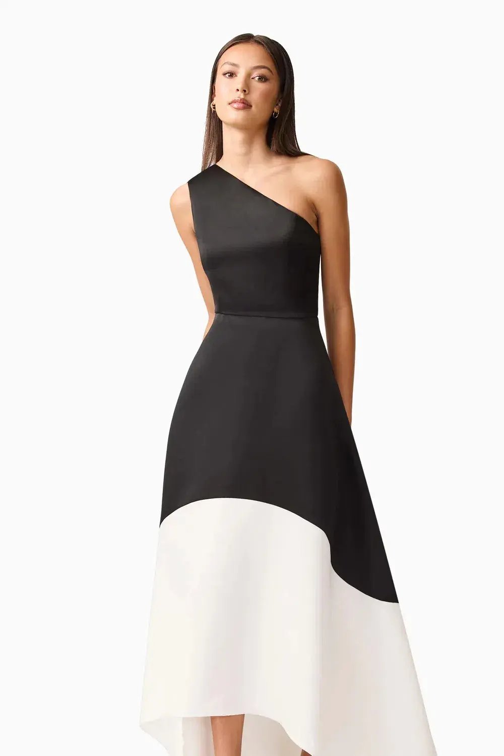 Elliat - Sorrel One Shoulder Gown in Black & White - Size 12 photo 3