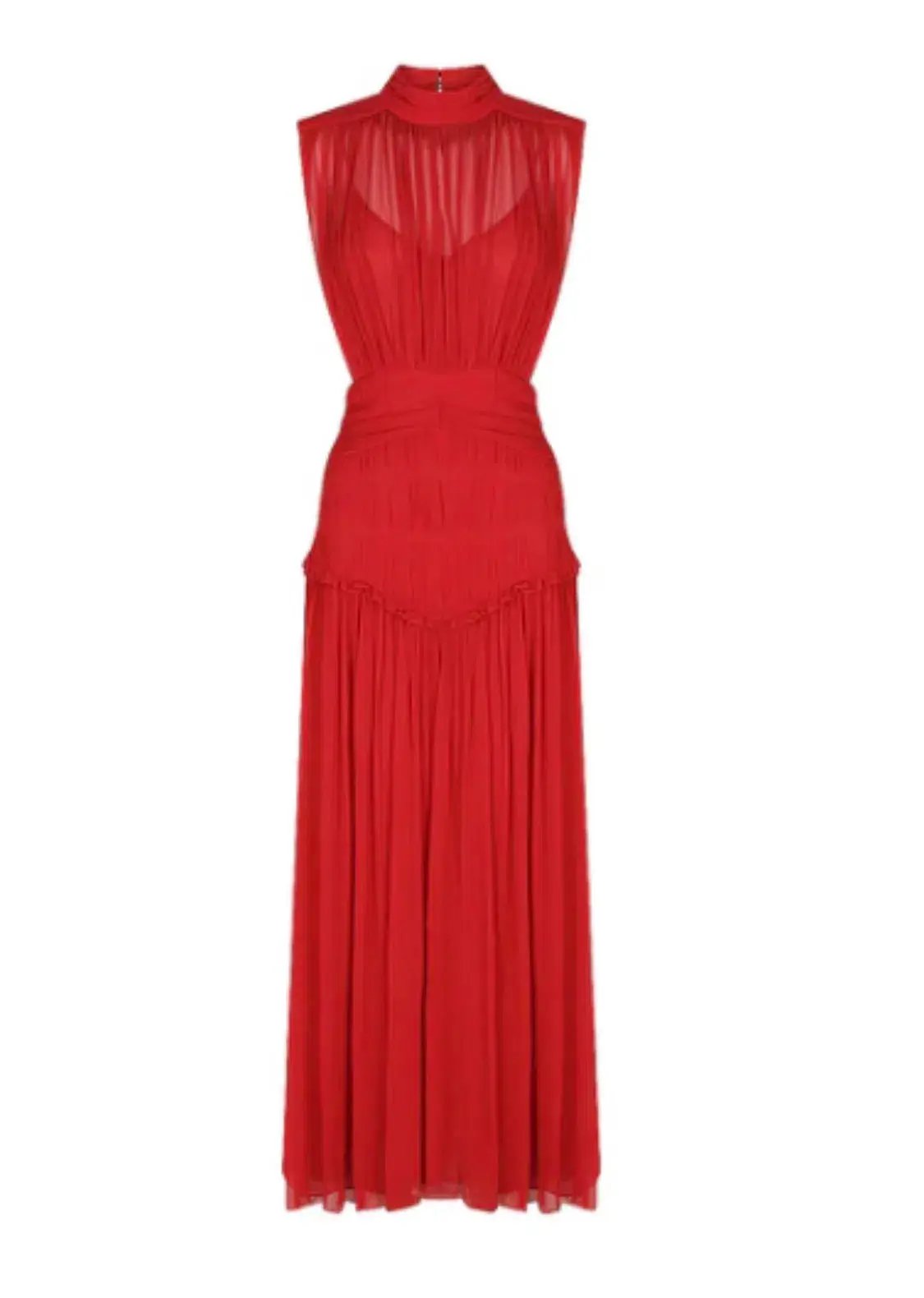 Shona Joy Clemence Lèonie High Neck Midi Dress Red Size 8 photo 4