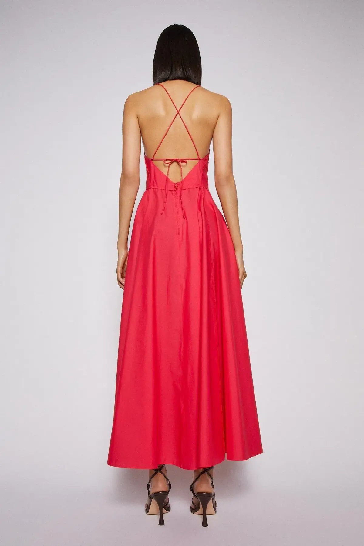 Scanlan Theodore Parachute Cotton Strappy Midi Dress Fuchsia Size 8 photo 2