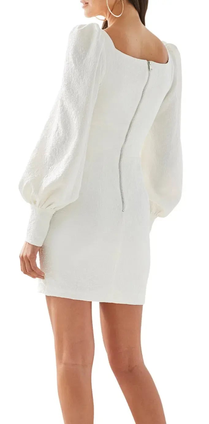 By Johnny Mia Cuff Sleeve Mini Dress White Size 10 photo 4