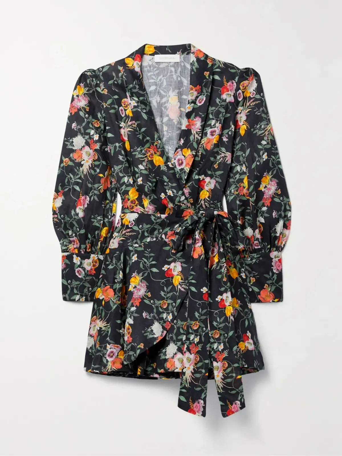 Zimmermann Mini Wrap Dress Elka Vine Black Print Size 1 / AU 10 photo 4